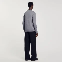 T-Shirts & Polos|Pulls & Gilets*SANDRO Pull Polo En Maille gris chiné