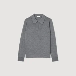T-Shirts & Polos|Pulls & Gilets*SANDRO Pull Polo En Maille gris chiné