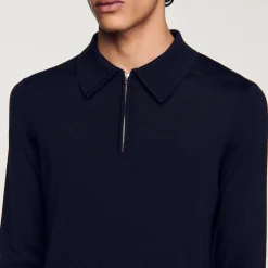 T-Shirts & Polos|Pulls & Gilets*SANDRO Pull Polo En Maille Marine