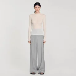 Pulls & Cardigans*SANDRO Pull Transparent Strassé Ecru