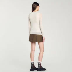 Pulls & Cardigans*SANDRO Pull Trompe L'œil En Laine Ecru