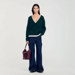 Pulls & Cardigans*SANDRO Pull Trompe L'œil En Maille Vert