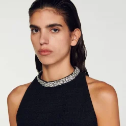 Robes*SANDRO Robe à Col Bijoux Noir