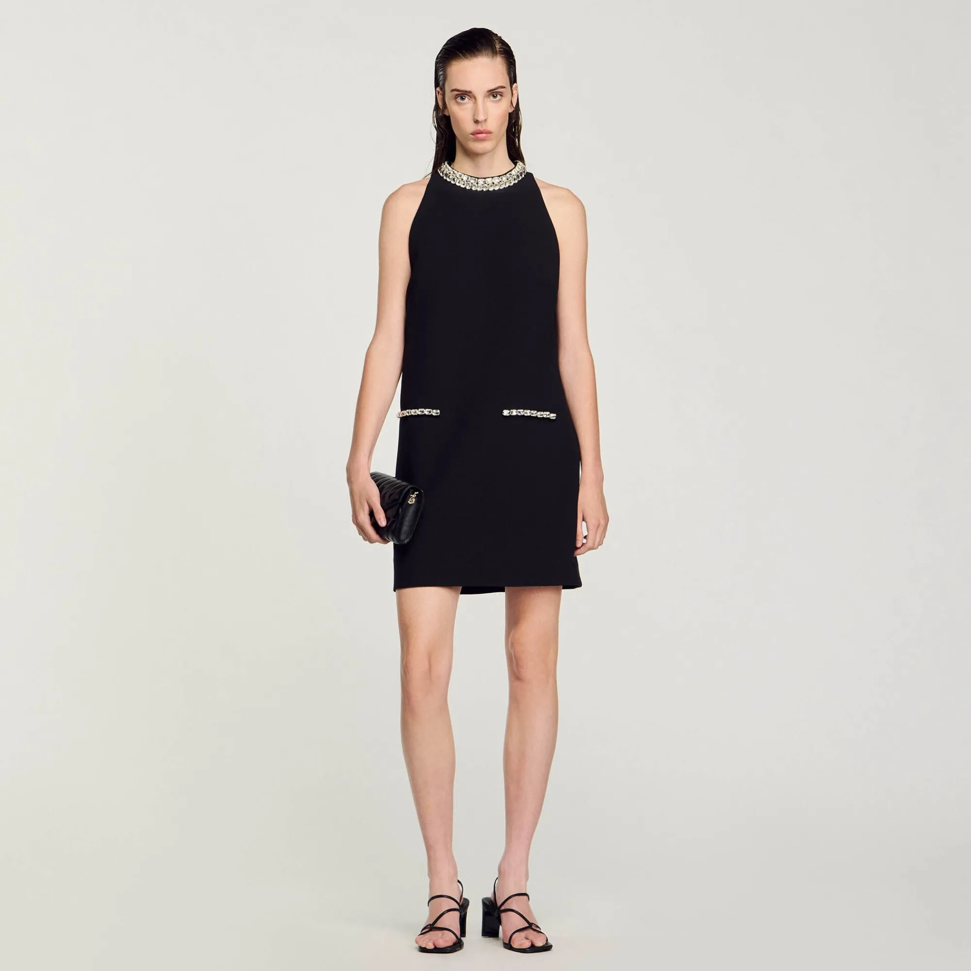 Robes*SANDRO Robe à Strass Noir
