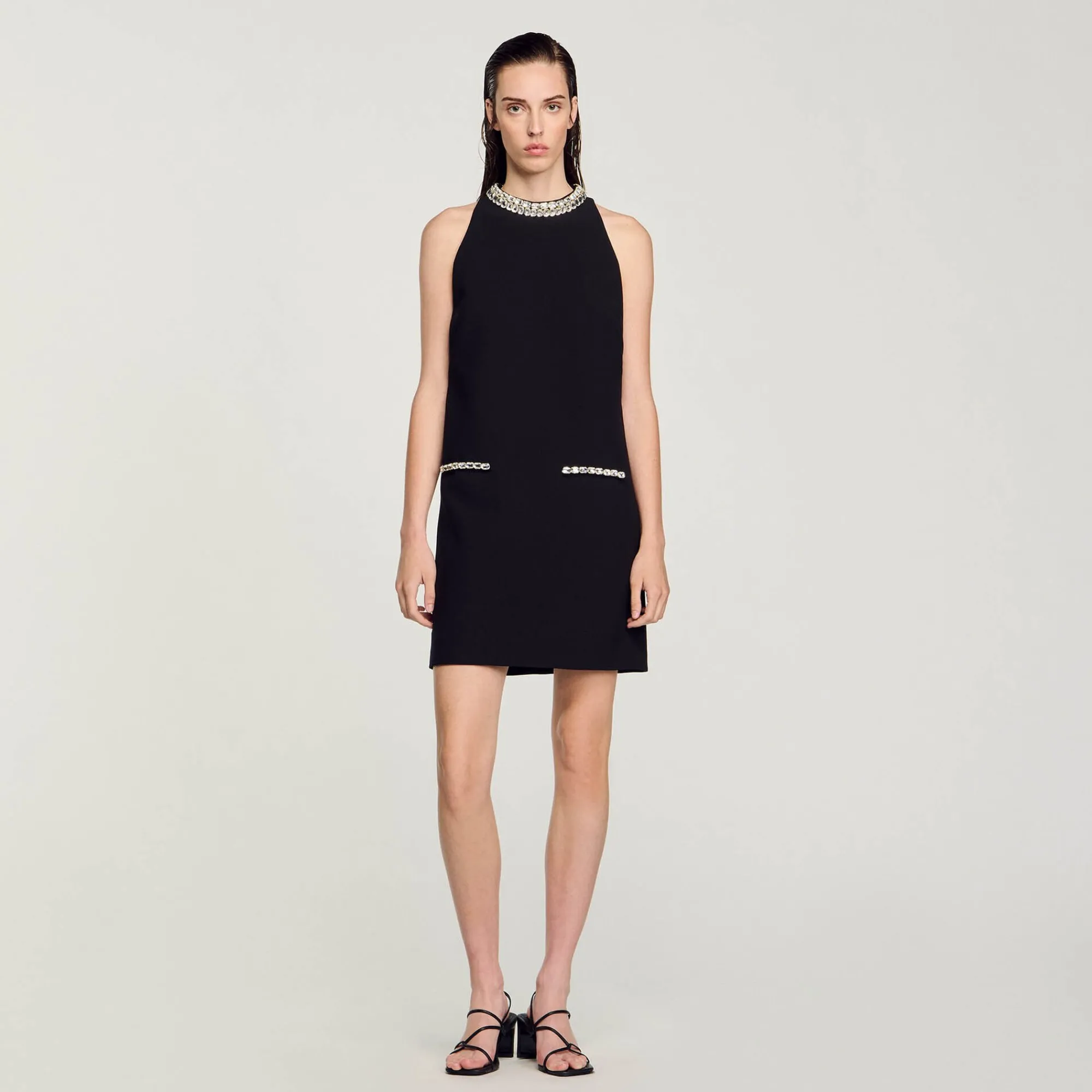 Robes*SANDRO Robe à Strass Noir