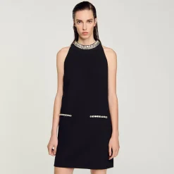 Robes*SANDRO Robe à Strass Noir