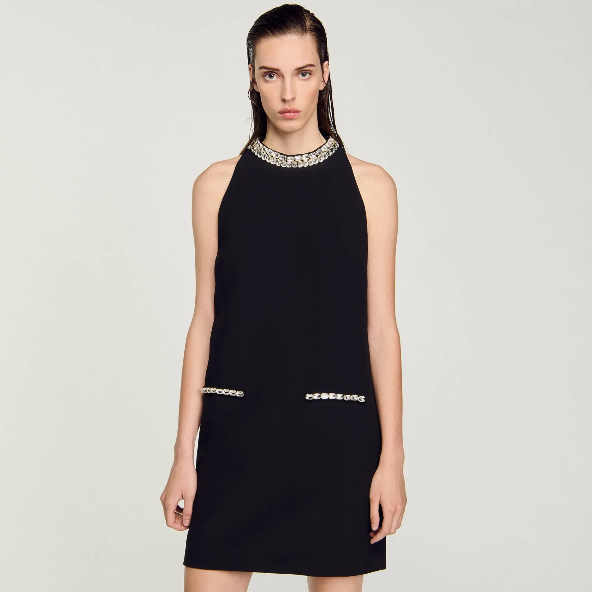 Robes*SANDRO Robe à Strass Noir