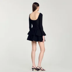 Robes*SANDRO Robe à Volants Noir