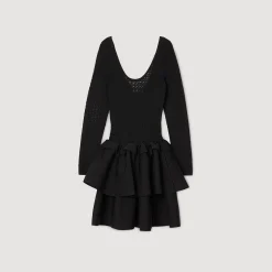 Robes*SANDRO Robe à Volants Noir