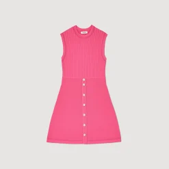 Robes*SANDRO Robe Courte à Boutons Fushia