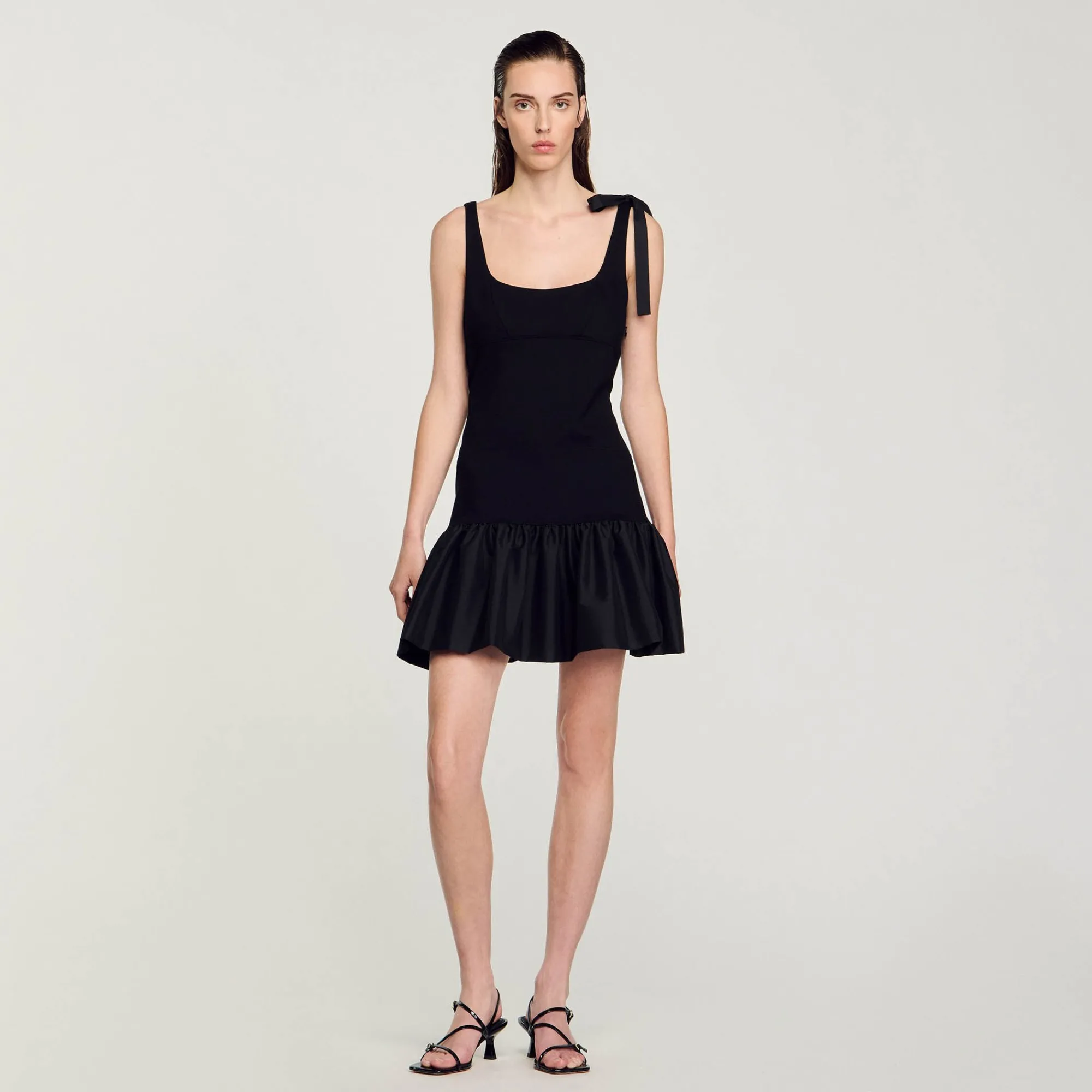 Robes*SANDRO Robe Courte Bimatières Noir