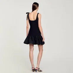 Robes*SANDRO Robe Courte Bimatières Noir