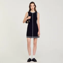 Robes*SANDRO Robe Courte Boutonnée Noir