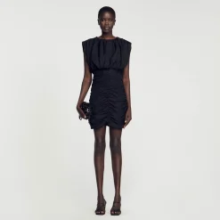 Robes*SANDRO Robe Courte Drapée Noir