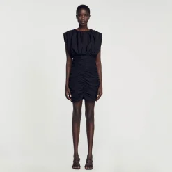Robes*SANDRO Robe Courte Drapée Noir