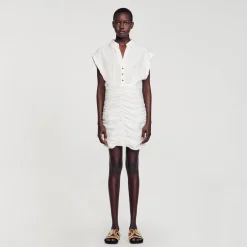 Robes*SANDRO Robe Courte Drapée blanc