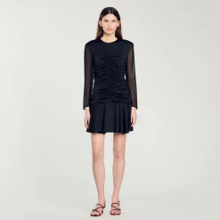 Robes*SANDRO Robe Courte Drapée Noir