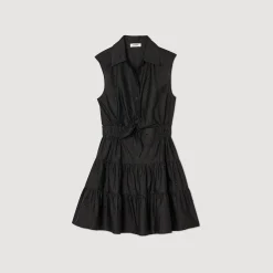Robes*SANDRO Robe Courte Drapée Et Strassée Noir