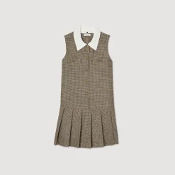 Robes*SANDRO Robe Courte Pied De Puce Marron