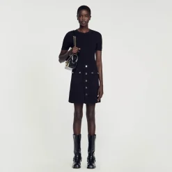 Robes*SANDRO Robe En Maille Noir
