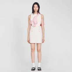 Ensembles|Robes*SANDRO Robe En Tweed Ajourée Rose Clair