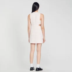 Ensembles|Robes*SANDRO Robe En Tweed Ajourée Rose Clair