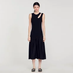 Robes*SANDRO Robe Longue Bimatières Noir