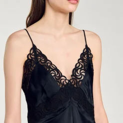 Robes*SANDRO Robe Longue Dentelle Noir