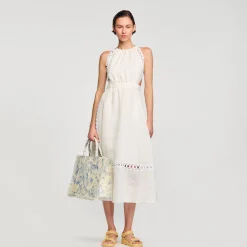 Robes*SANDRO Robe Longue En Lin blanc