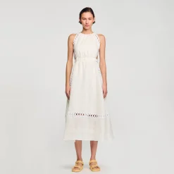 Robes*SANDRO Robe Longue En Lin blanc