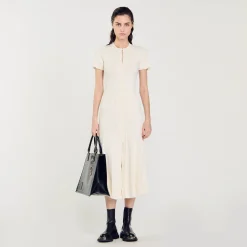 Robes*SANDRO Robe Longue En Maille Ecru