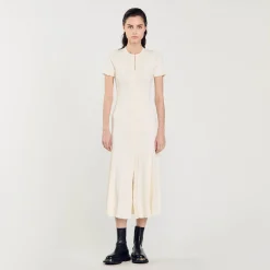 Robes*SANDRO Robe Longue En Maille Ecru