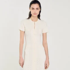 Robes*SANDRO Robe Longue En Maille Ecru