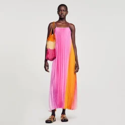 Robes*SANDRO Robe Longue Plissé Soleil Multicolore