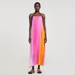 Robes*SANDRO Robe Longue Plissé Soleil Multicolore