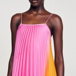 Robes*SANDRO Robe Longue Plissé Soleil Multicolore