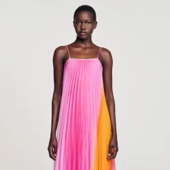 Robes*SANDRO Robe Longue Plissé Soleil Multicolore