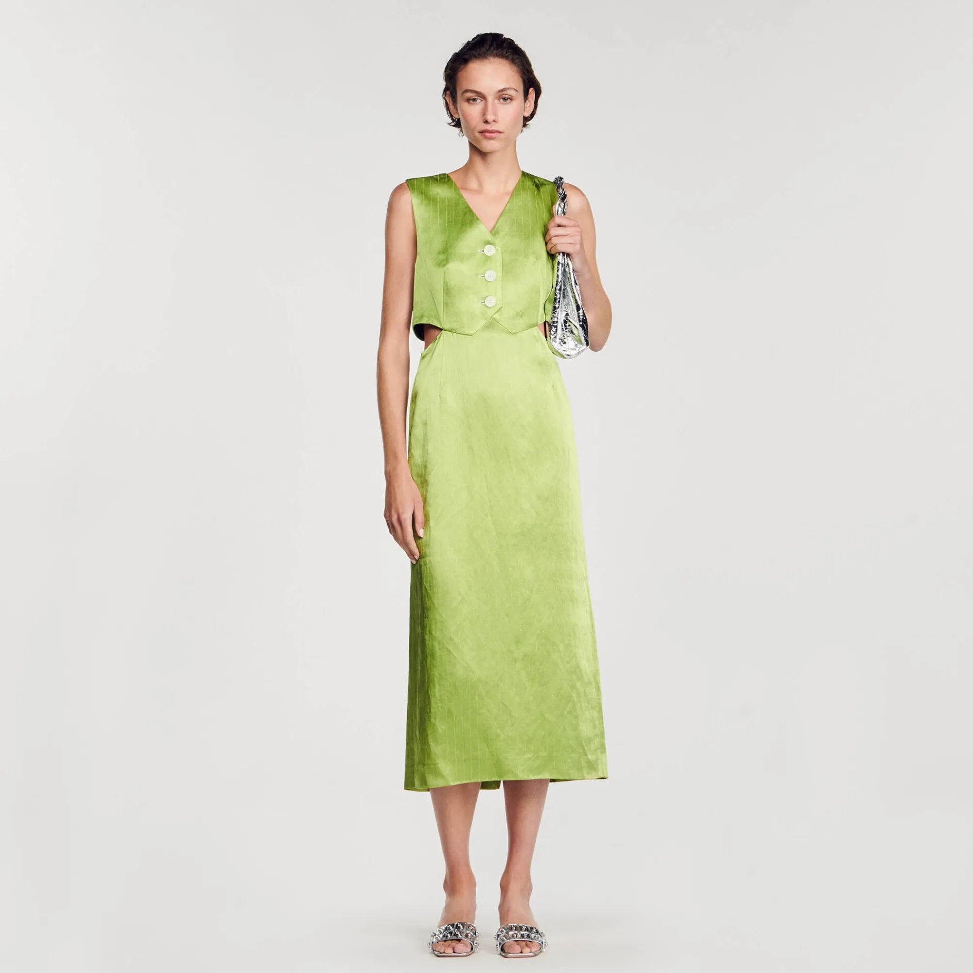 Robes*SANDRO Robe Midi 2 En 1 Vert Olive
