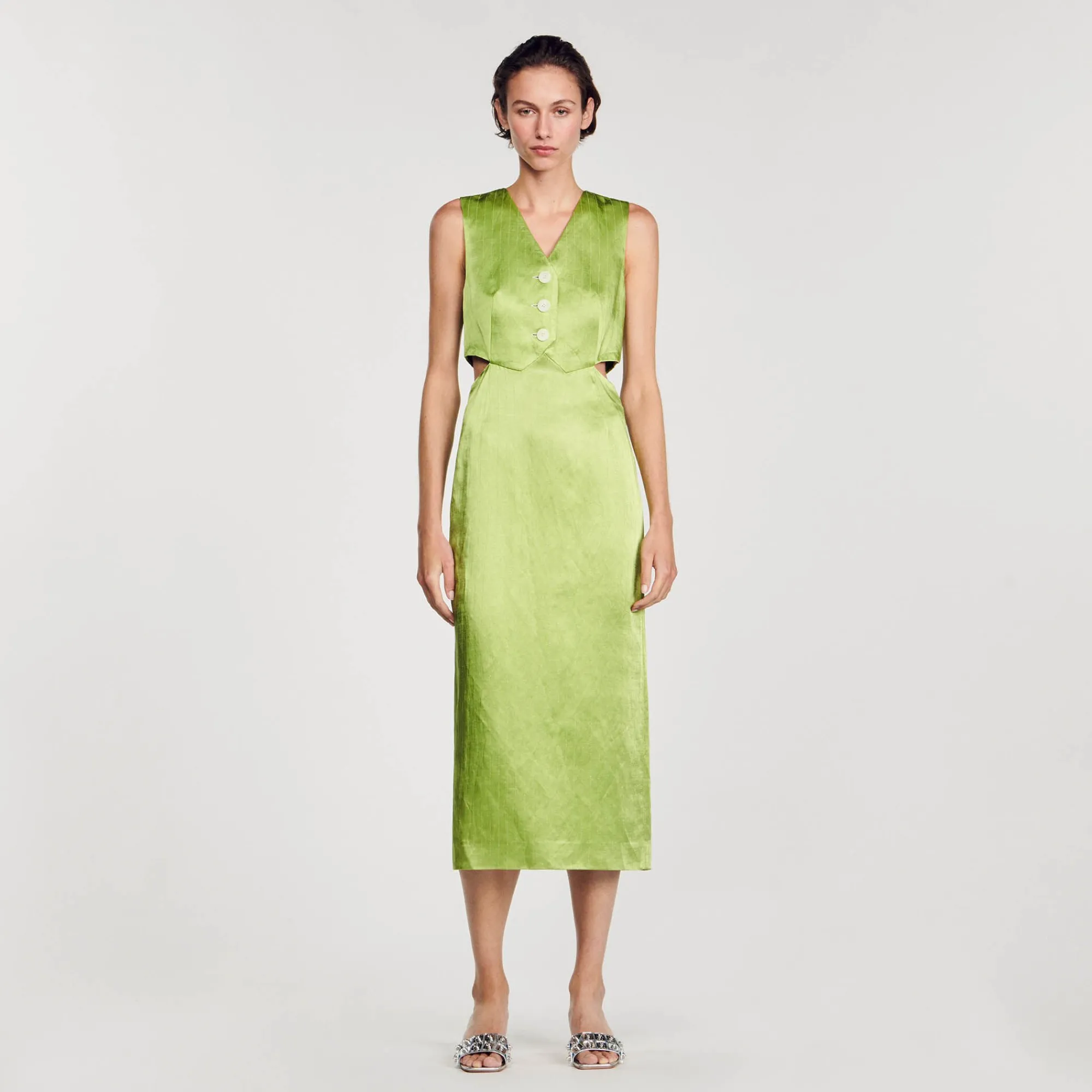 Robes*SANDRO Robe Midi 2 En 1 Vert Olive