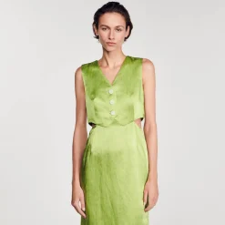 Robes*SANDRO Robe Midi 2 En 1 Vert Olive