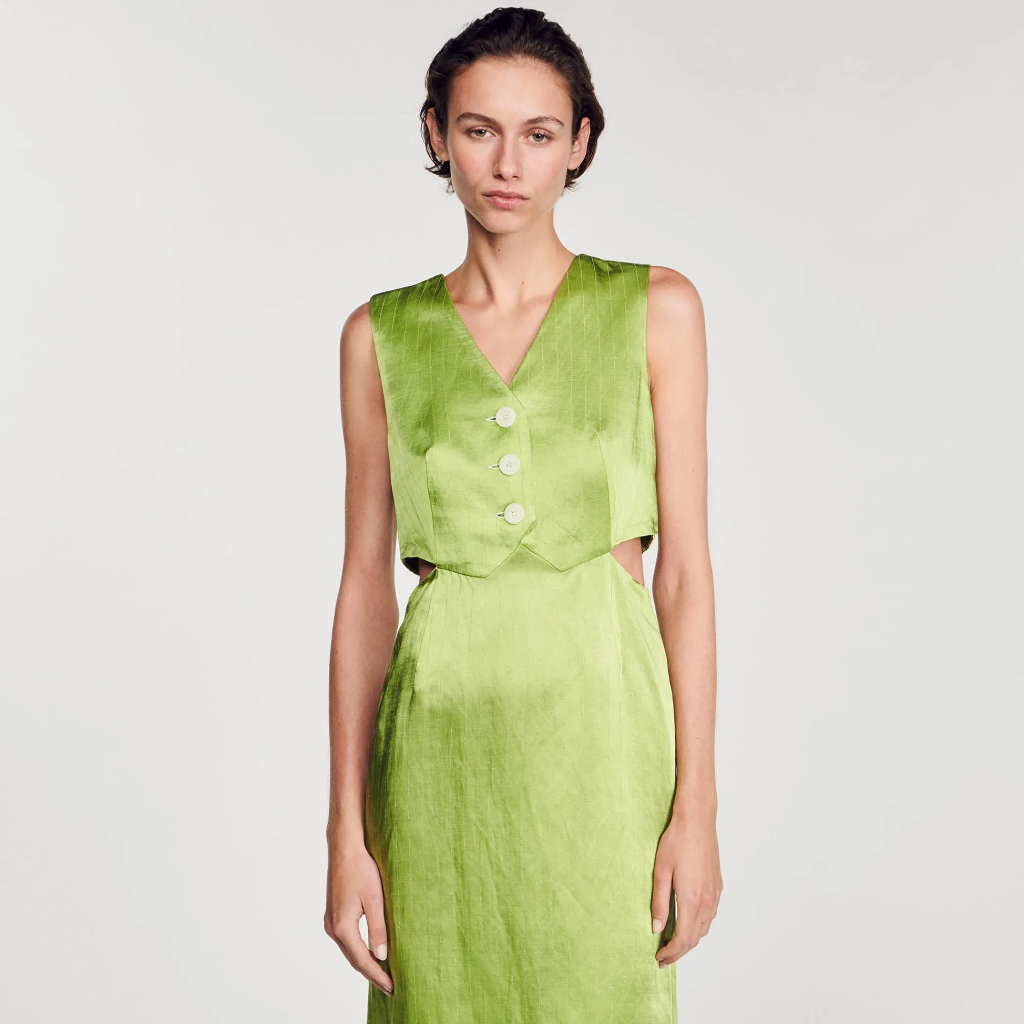 Robes*SANDRO Robe Midi 2 En 1 Vert Olive