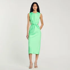 Robes*SANDRO Robe Midi Torsadée Vert Fluo