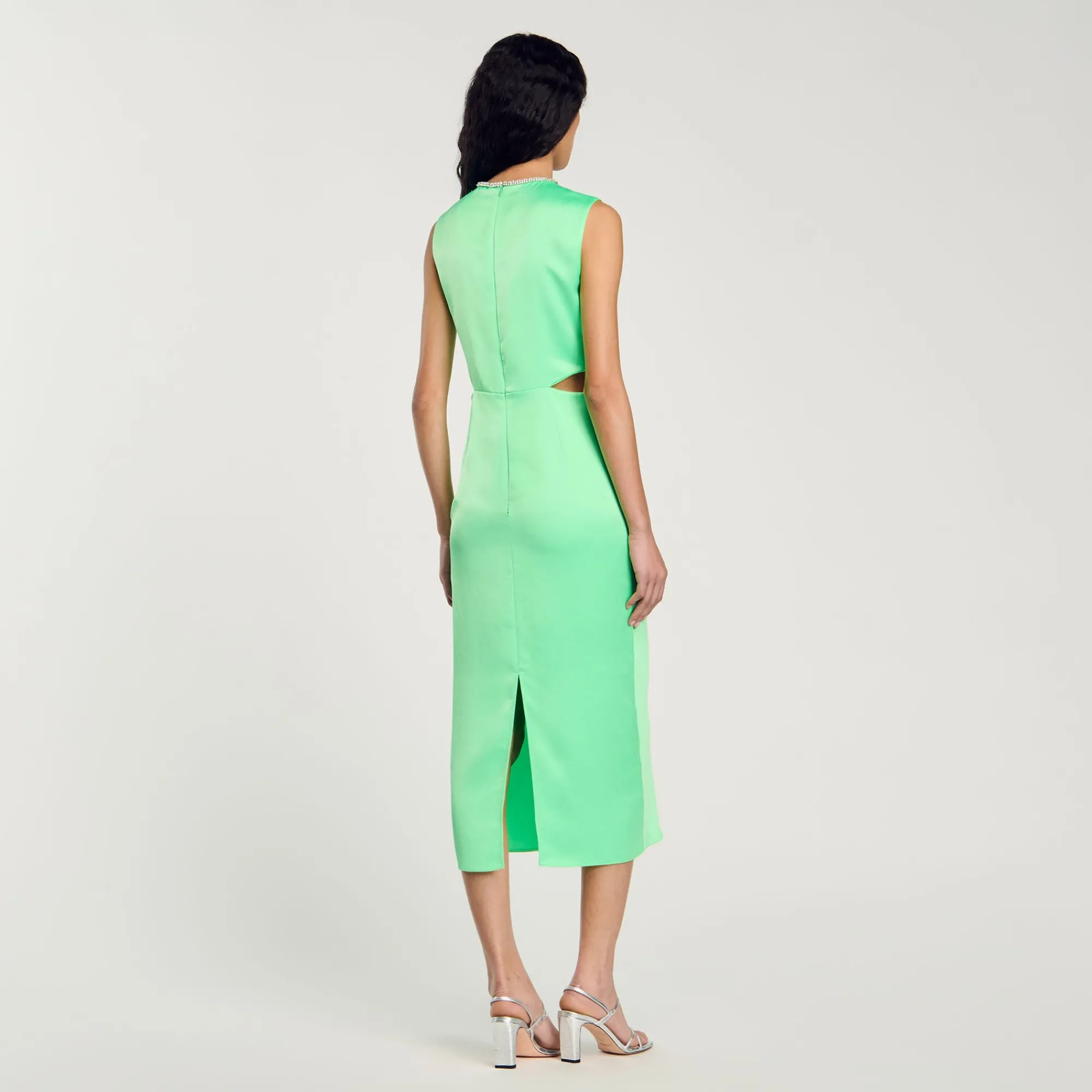 Robes*SANDRO Robe Midi Torsadée Vert Fluo