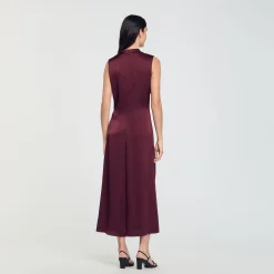 Robes*SANDRO Robe Satinée Drapée Bordeaux
