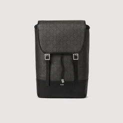 Sacs À Dos*SANDRO Sac à Dos En Toile Enduite Square Cross Noir