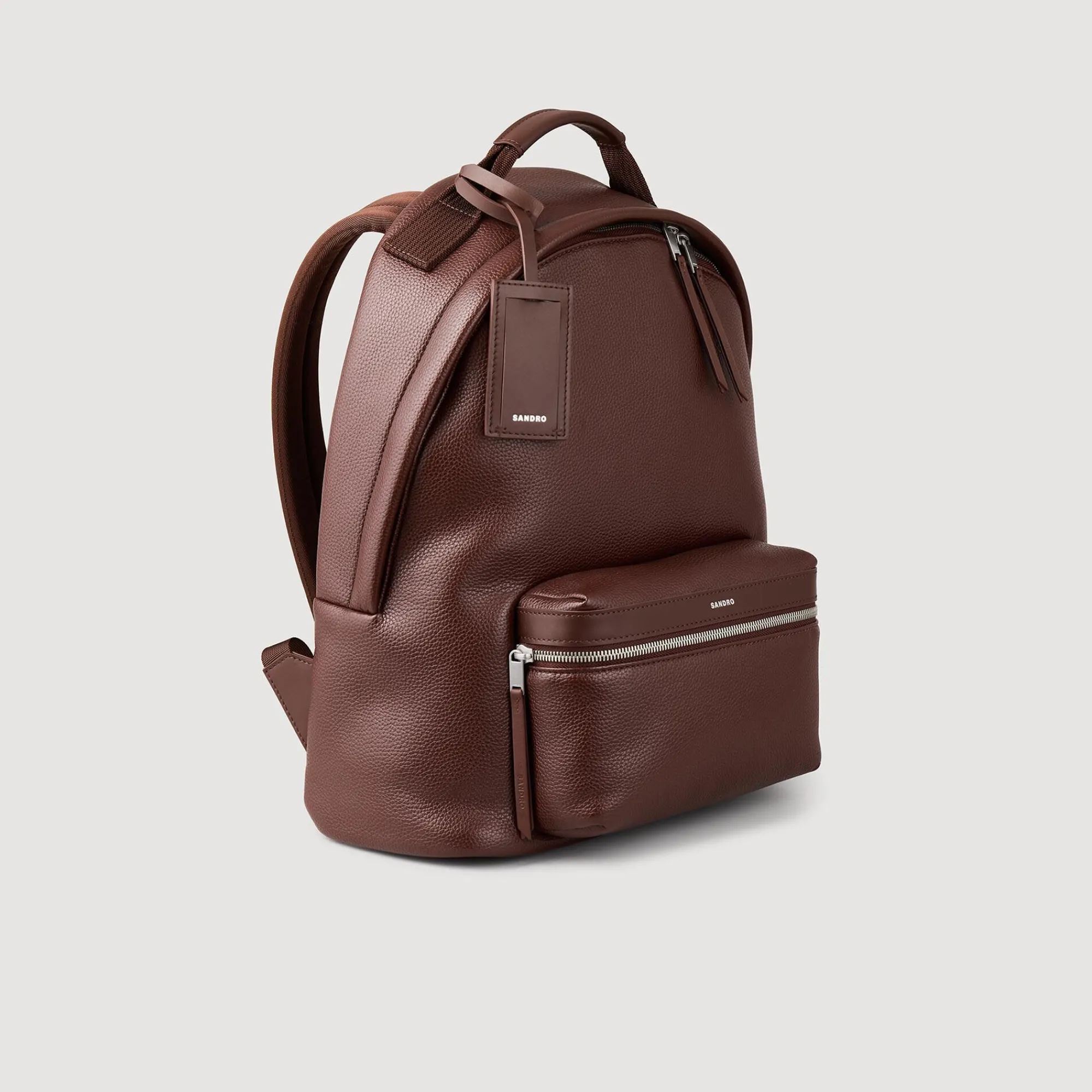 Sacs À Dos*SANDRO Sac à Dos En Toile Enduite Marron Foncé