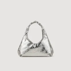 Sacs Porté Épaule*SANDRO Sac En Cuir Métallisé Argent