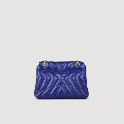 Sacs Porté Épaule|Sacs À Bandoulière*SANDRO Sac Mila En Cuir Grainé Matelassé Bleu marine