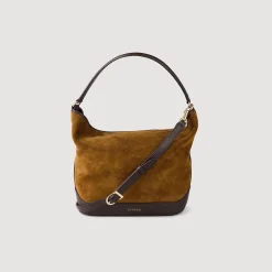 Sacs Porté Épaule|Sacs À Bandoulière*SANDRO Sac Seau TANGOSO En Suède Et Cuir Camel