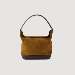 Sacs Porté Épaule|Sacs À Bandoulière*SANDRO Sac Seau TANGOSO En Suède Et Cuir Camel